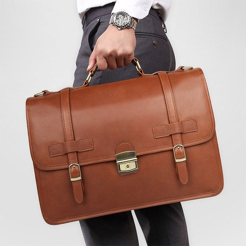 Heritage Gentleman's Leather Briefcase Retro Classic Professional  brown