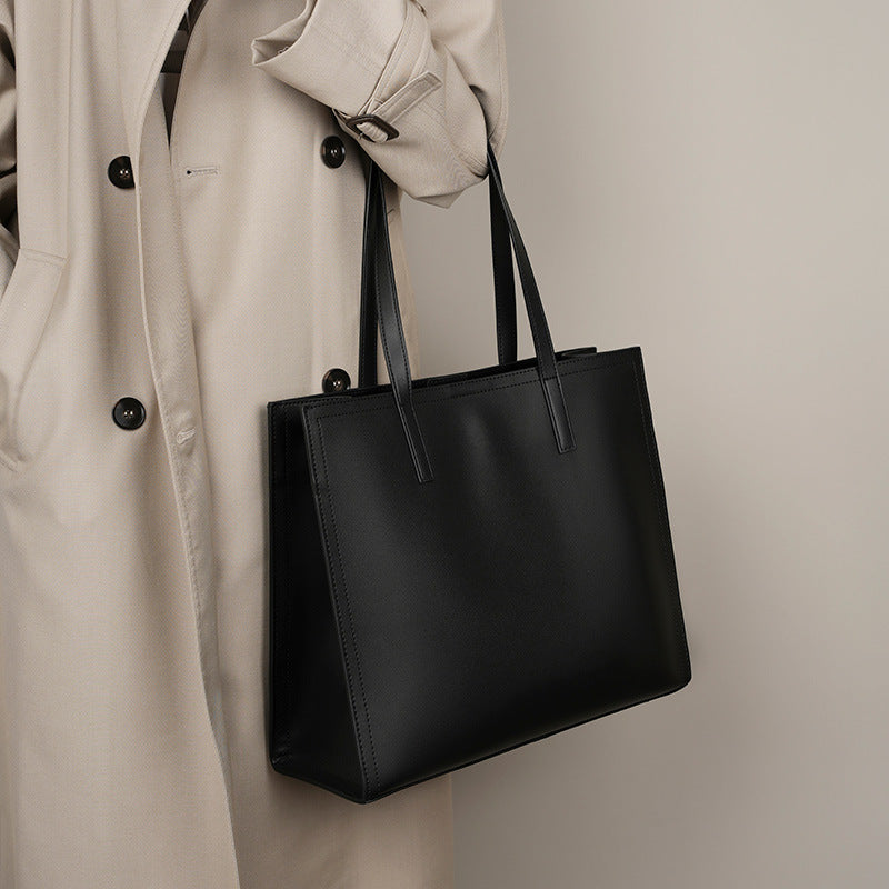 Serena Genuine Leather Tote - work bag on model 3