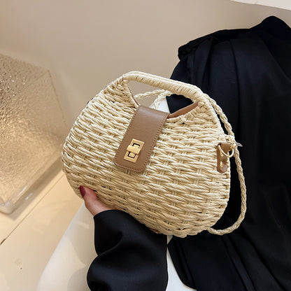 Summer Breeze Woven Shoulder Bag for Women white