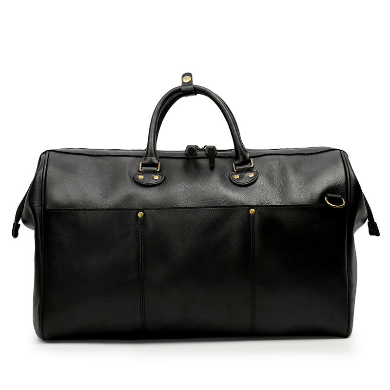 Men's / Unisex Large Capacity Leather Travel Bag duffle black