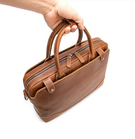 Leather Briefcase Classic retro vintage men's top