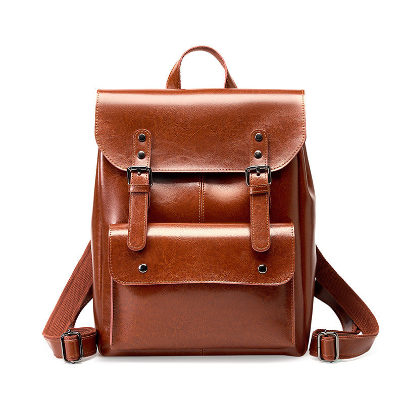 Dakota Genuine Leather Backpack – Retro Elegance, Modern Durability brown model