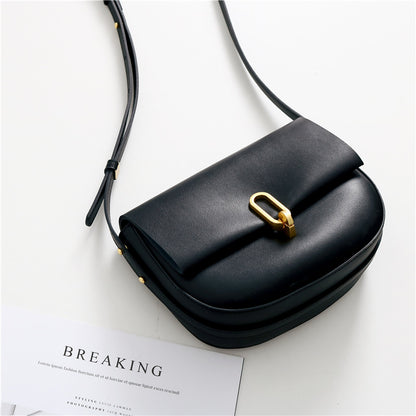 Genuine Leather Women's Saddle Bag black display