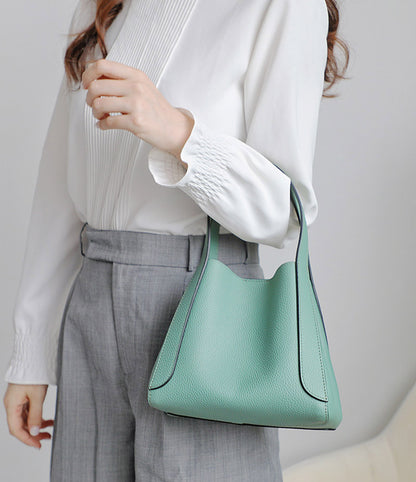 Genuine Leather Bucket Women's Bag green model