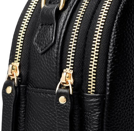 Trendy Small Leather Backpack zipper