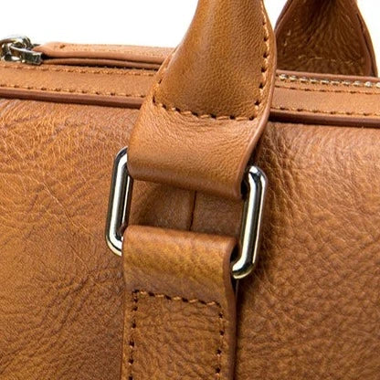 Vintage Style Men's Leather Briefcase 14 Inch Computer Bag hardware