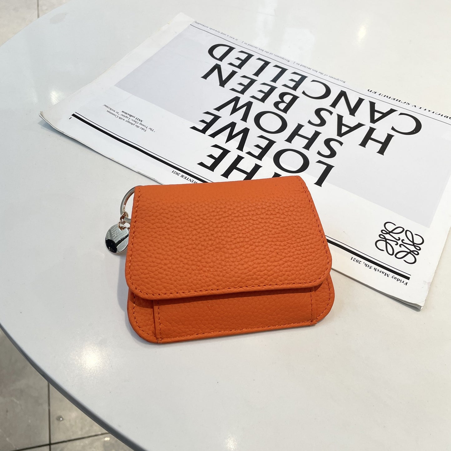 Women's Leather Card Holder orange