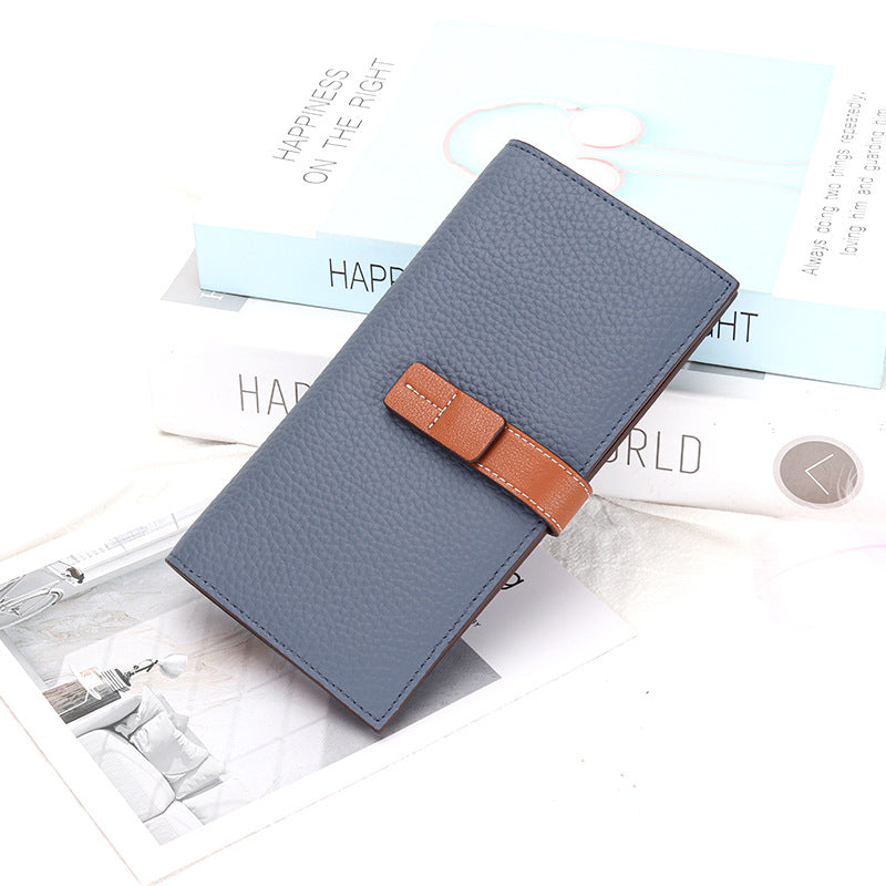 European Belt Long Women's Wallet light blue