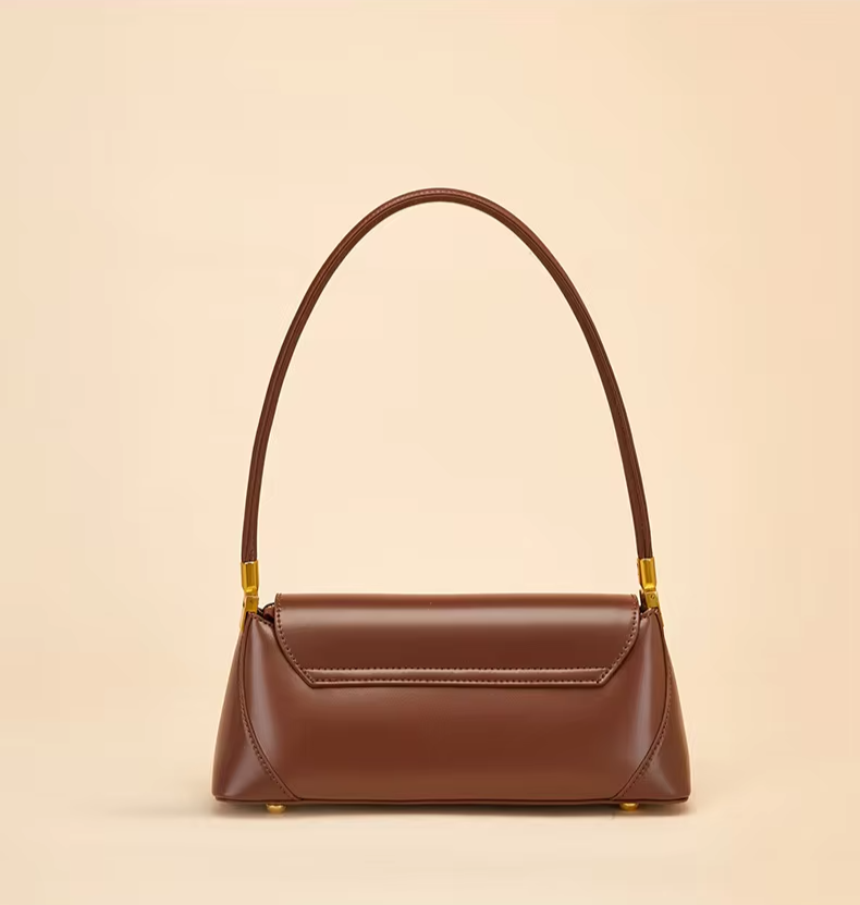 Amelie Genuine Leather Baguette Shoulder Bag back view