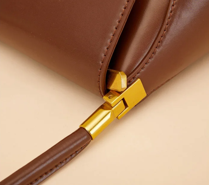 Amelie Genuine Leather Baguette Shoulder Bag detail view