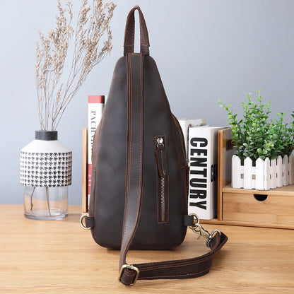 Crossbody Leather Men's Shoulder Messenger Bag rear