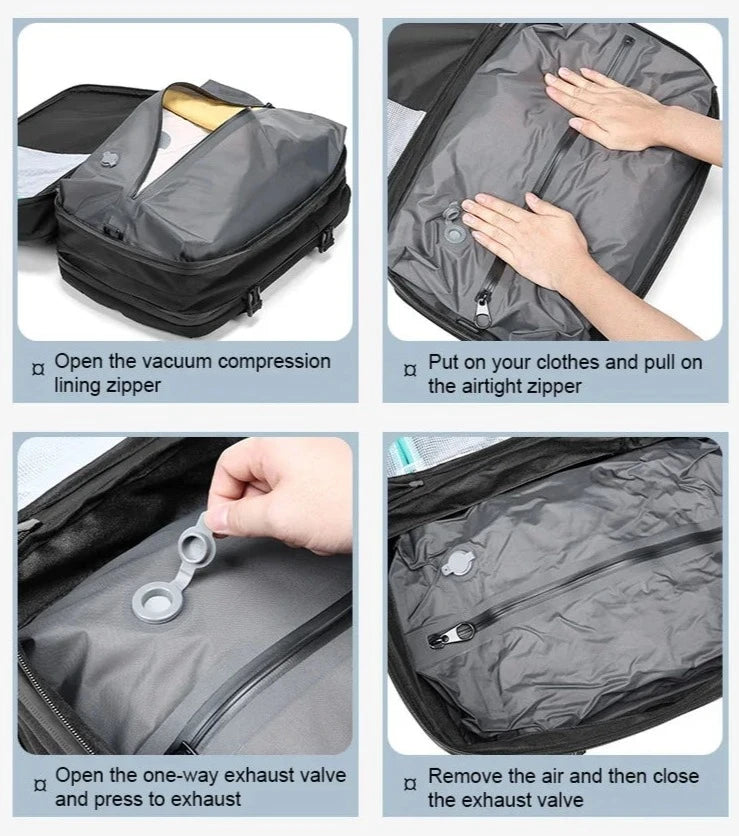 Expandable RZTX Airbag Backpack Compress Space Saving laptop USB details