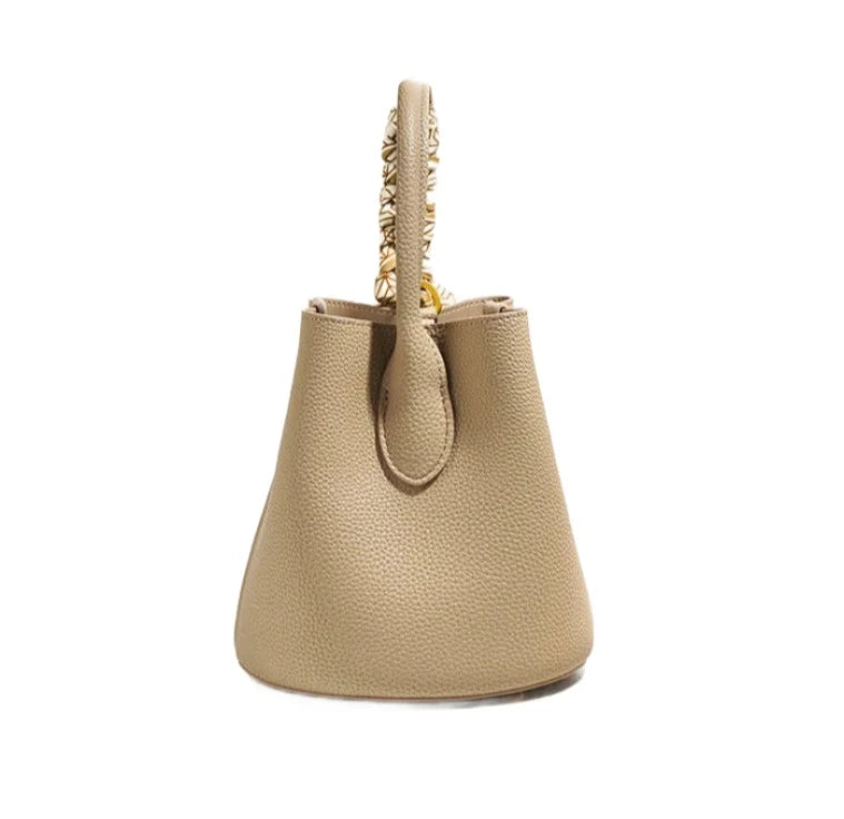 Leather Textured Bucket Handbag women's side