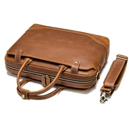 Leather Briefcase Classic retro vintage strap