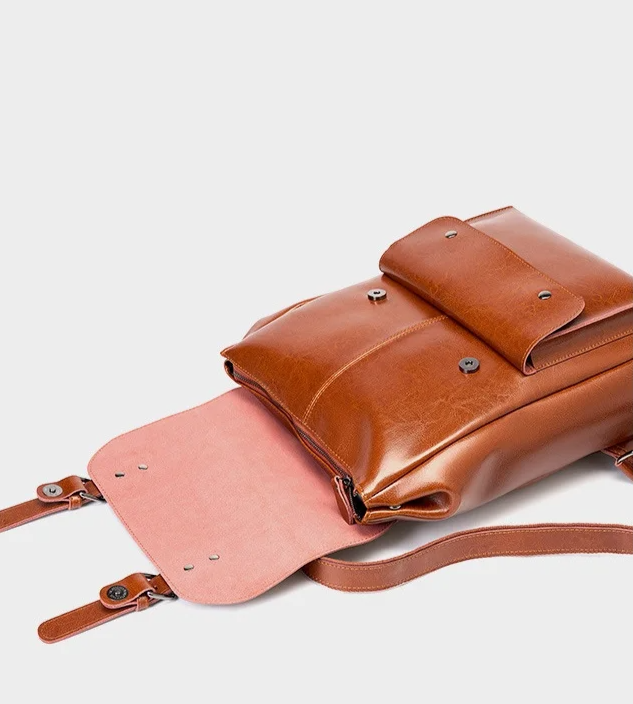 Dakota Genuine Leather Backpack flap