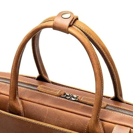 Leather Briefcase Classic retro vintage handles