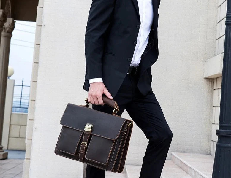 Leather Briefcase Retro Style model