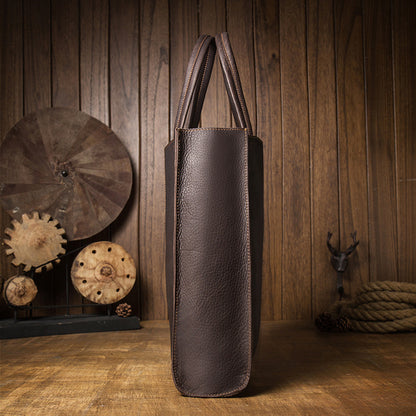 Selene Genuine Leather Handheld Tote side view