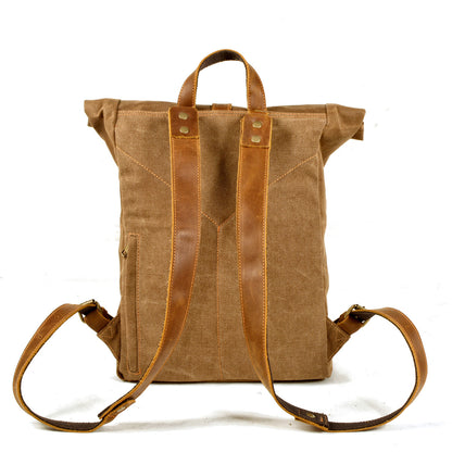 Vintage Waxed Canvas & Leather Backpack – Rugged Elegance for the Modern Man