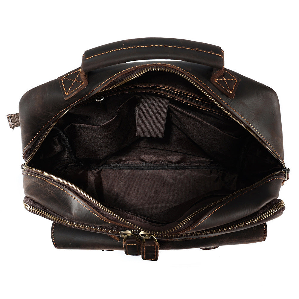 Genuine Leather Men's Backpack interior