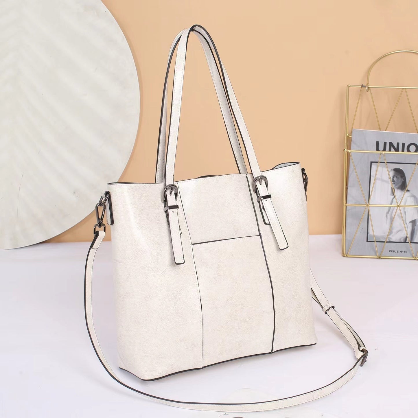 Bella Tote Genuine Leather Women's Commuter Bag White