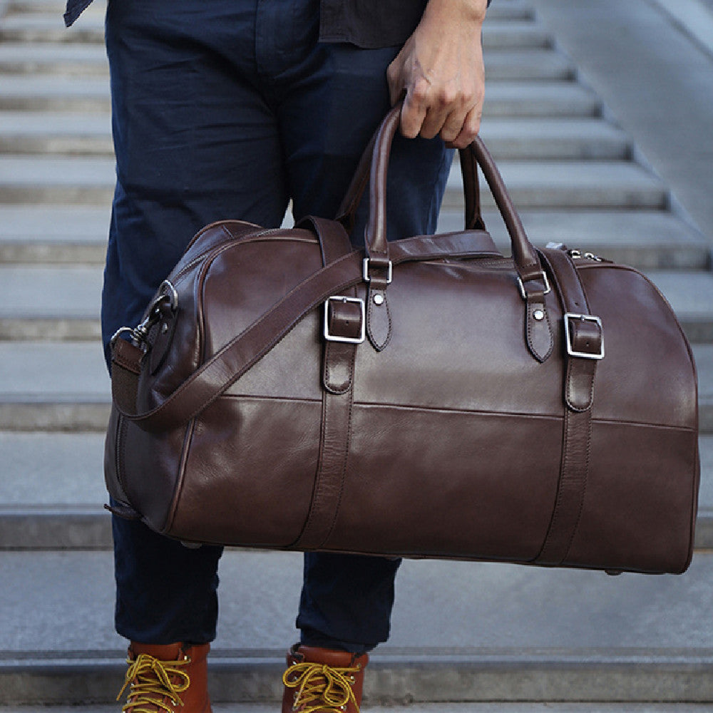 Leather Travel Duffle Bag Large Capacity luxury maroon