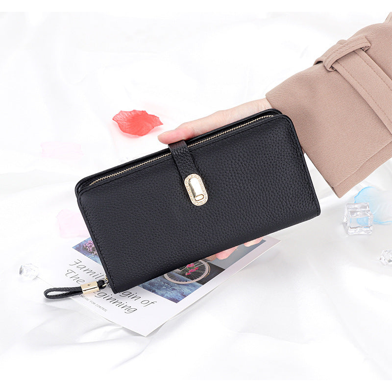 Large-Capacity Zipper Wallet for Women black