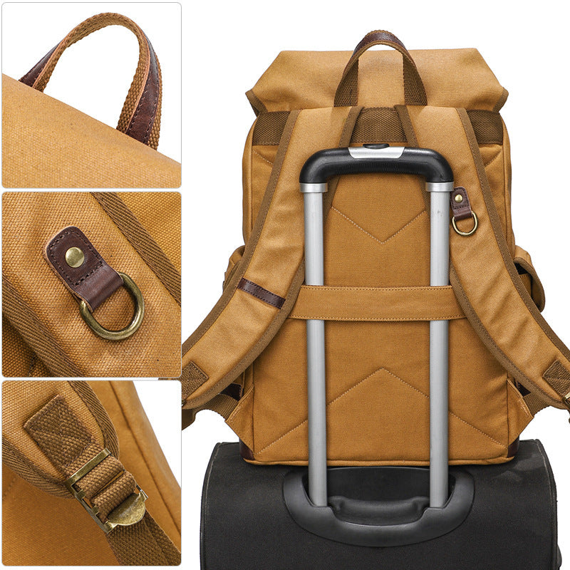 Rugged Explorer Waterproof Canvas Backpack rear features