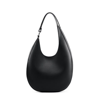 Luna Genuine Leather Semi-Circle Bag black