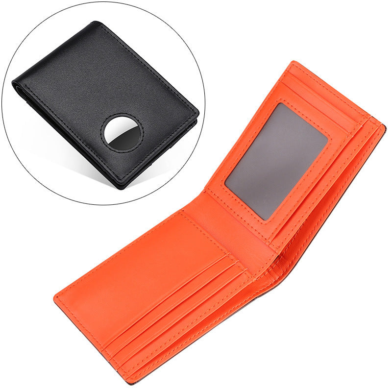 Men's Genuine Leather Tracker Wallet Airtag orange