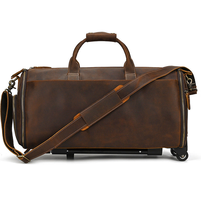 Voyager 55 Leather Weekender Bag – Large Leather Duffle Men's & Women's | Perfect Leather Travel Bag brown