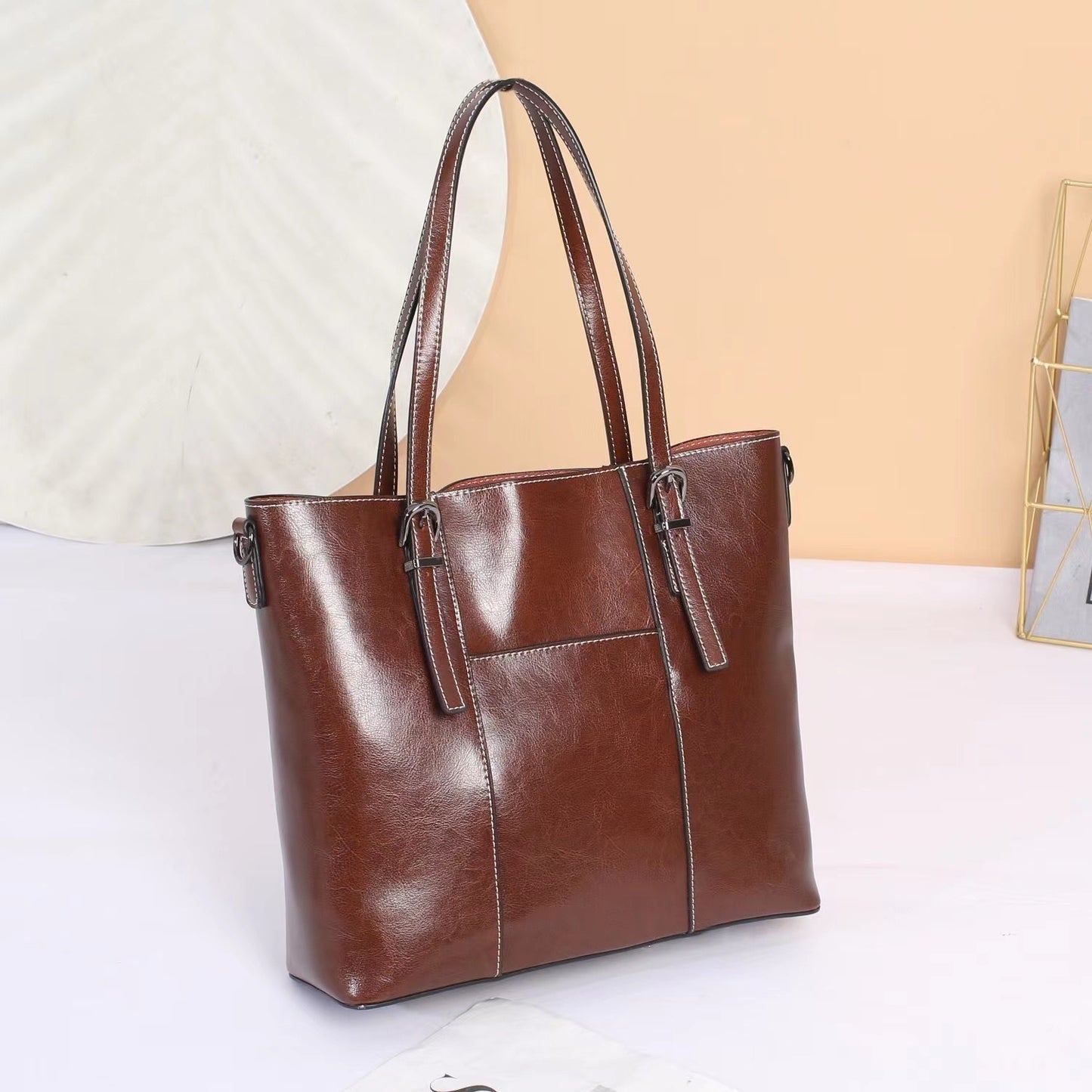 Bella Tote Genuine Leather Women's Commuter Bag brown