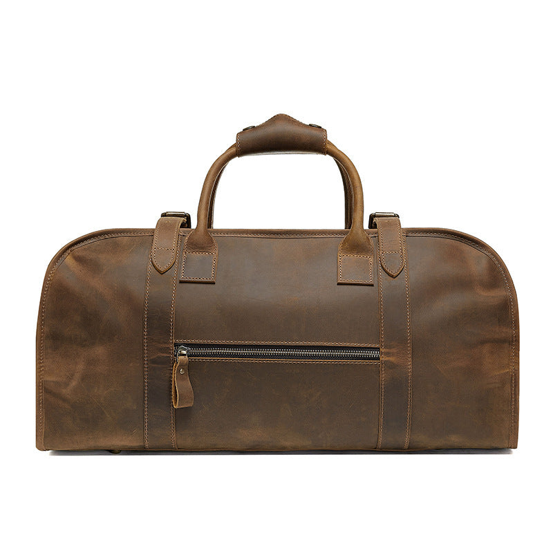 Leather Vintage Travel Duffle Bag Weekender coffee brown