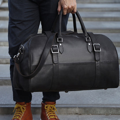 Leather Travel Duffle Bag Large Capacity luxury model black