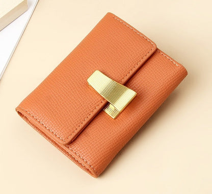 Women's Small Leather Wallet with Multiple Card orange