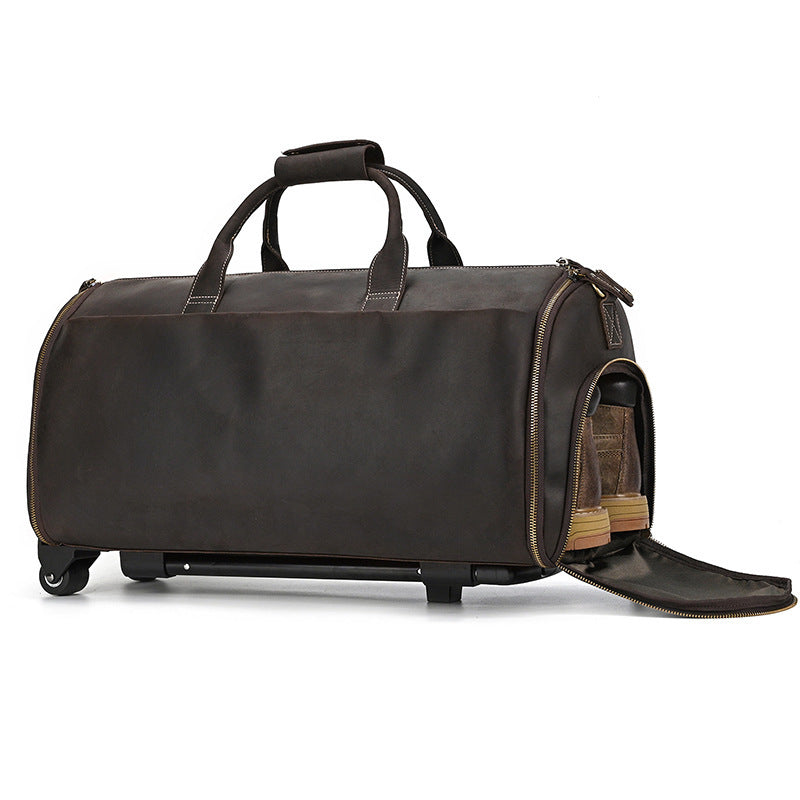 Voyager 55 Leather Weekender Bag – Large Leather Duffle Men's & Women's | Perfect Leather Travel Bag shoe compartment