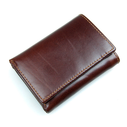 Retro Fashion Genuine Leather Wallet reddish brown