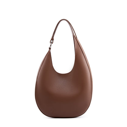 Luna Genuine Leather Semi-Circle Bag dark brown