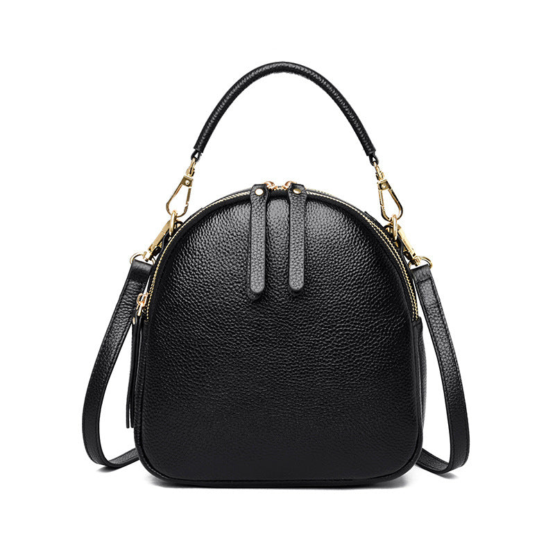 Trendy Small Leather Backpack black