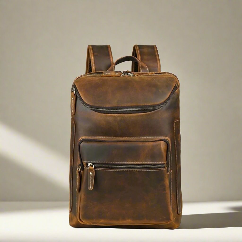 Nomad Leather Backpack – Men's Multifunctional Leather Backpack | Classic Leather Backpack brown