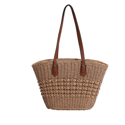 Summer Rattan Tote - Beach and Vacation Bag brown