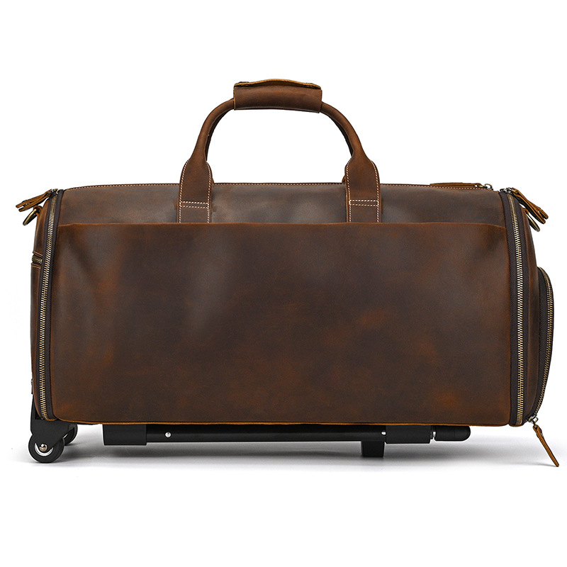 Voyager 55 Leather Weekender Bag – Large Leather Duffle Men's & Women's | Perfect Leather Travel Bag brown side