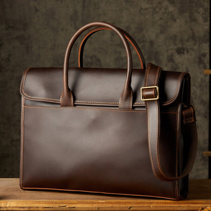 Emissary Sleek Leather Briefcase Men's display brown