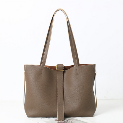 Leather Women's Commuter Tote Handbag bucket dark brown option