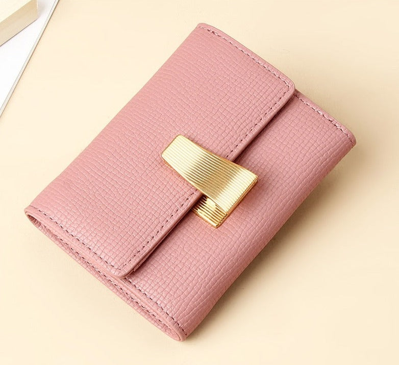 Women's Small Leather Wallet with Multiple Card pink