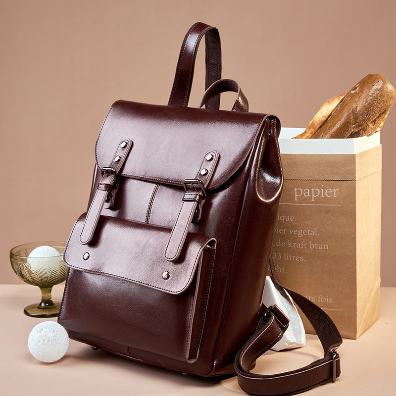 Dakota Genuine Leather Backpack dark brown model