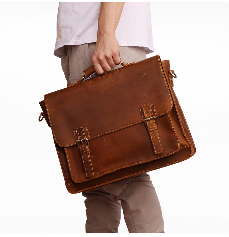 Leather Briefcase Vintage Retro Business model brown