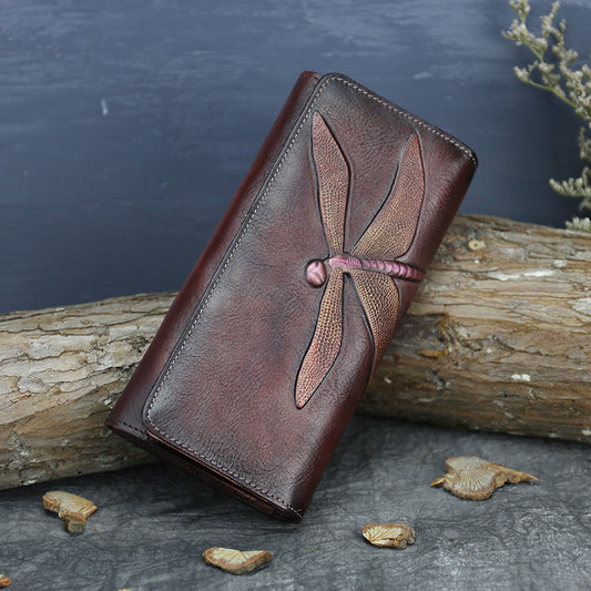 Monarch Genuine Leather Dragonfly Wallet for Women brown