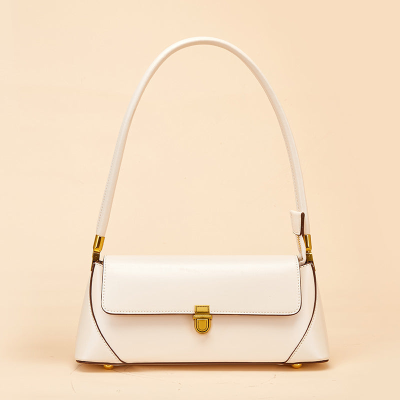 Amelie Genuine Leather Baguette Shoulder Bag white hero