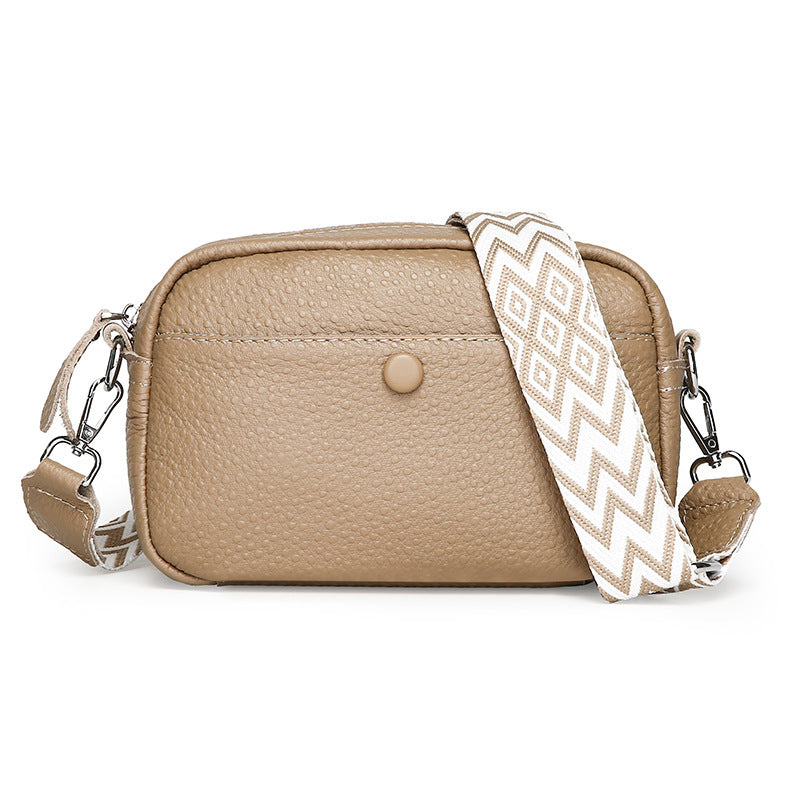 Leather Elegance Shoulder Bag for Women small beige strap